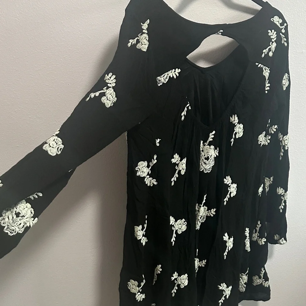 Free People Black and White Floral Mini Dress